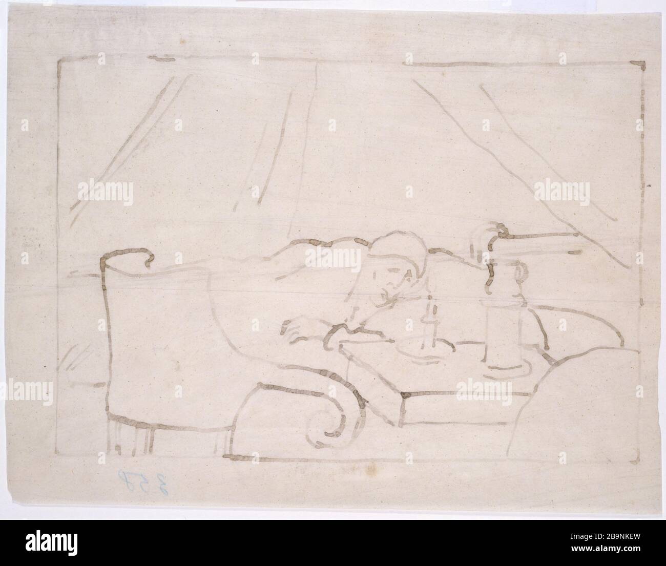 DIE MUTTER DES KÜNSTLERS SICK CAMILLE PISSARRO (1830-1903). "La mère de l'artiste malade". Roseau, encre noire sur Papier calque. Musée des Beaux-Arts de la Ville de Paris, Petit Palais. Stockfoto