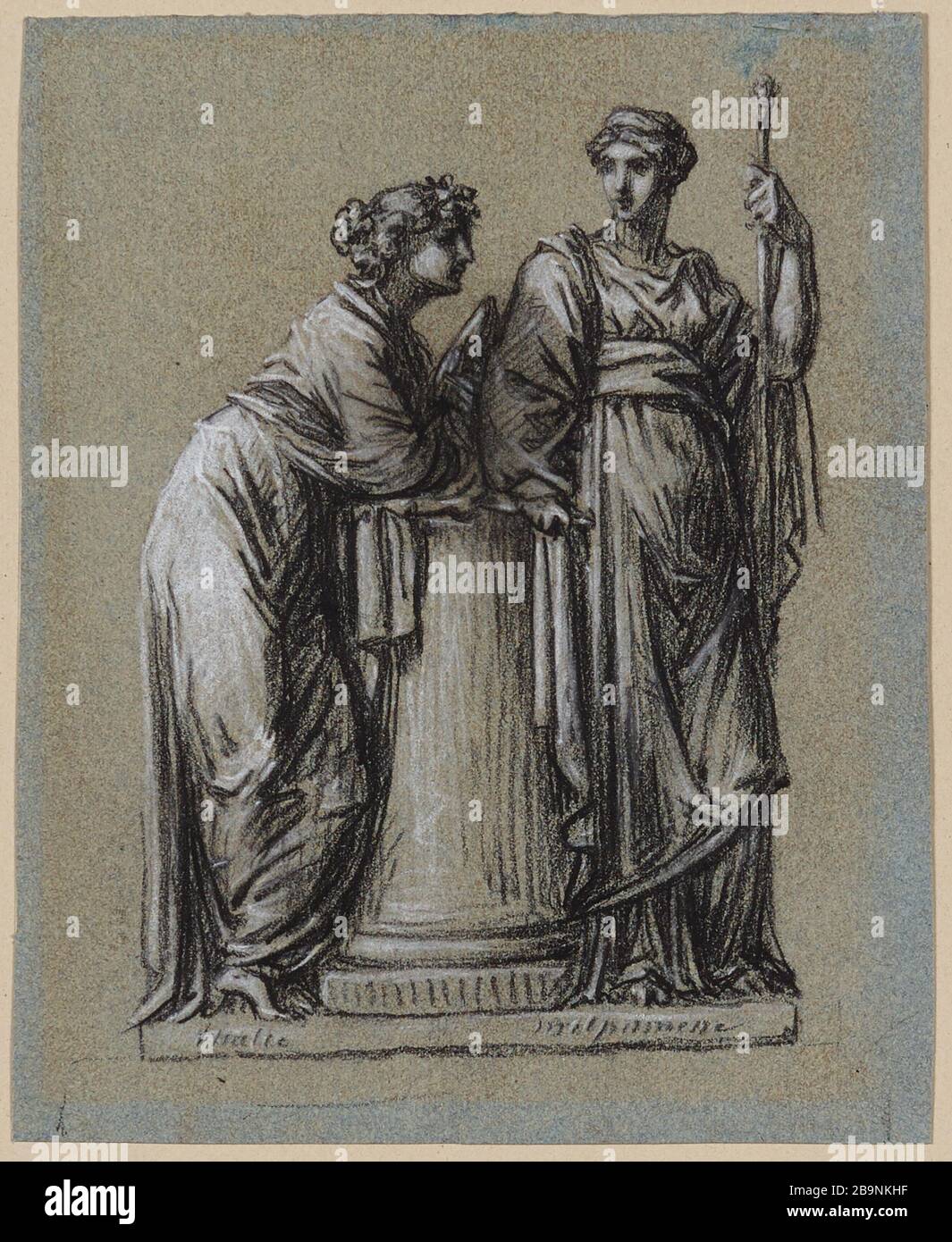 Studie nach Apollo und den Musen: Thalia und Melpomene Stockfoto
