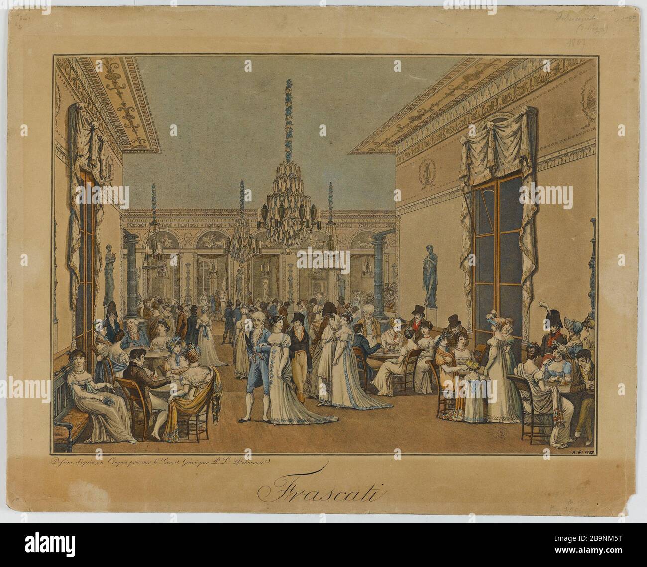 Frascati Debucourt Louis- Philibert (1755-1832). "Frascati". Tiefdruck (Aquatinte en couleur, eau-forte). 18051. Paris, musée Carnavalet. Stockfoto