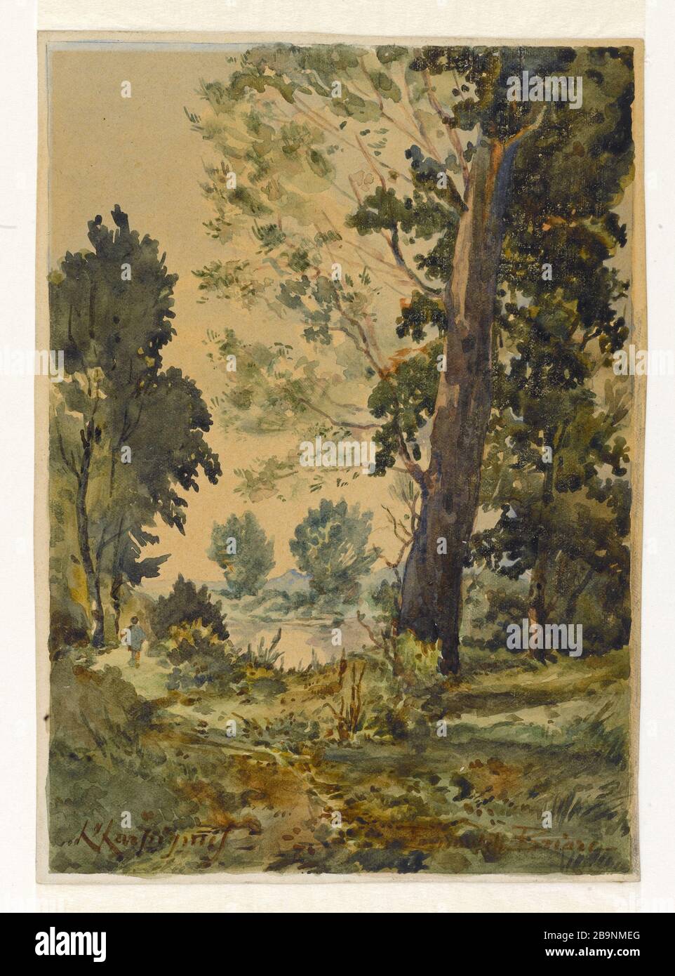 LANDSCAPE Henri Joseph Harpignies (1819-1916). "Paysage". Aquarelle sur Papier, XIXème siècle. Musée des Beaux-Arts de la Ville de Paris, Petit Palais. Stockfoto