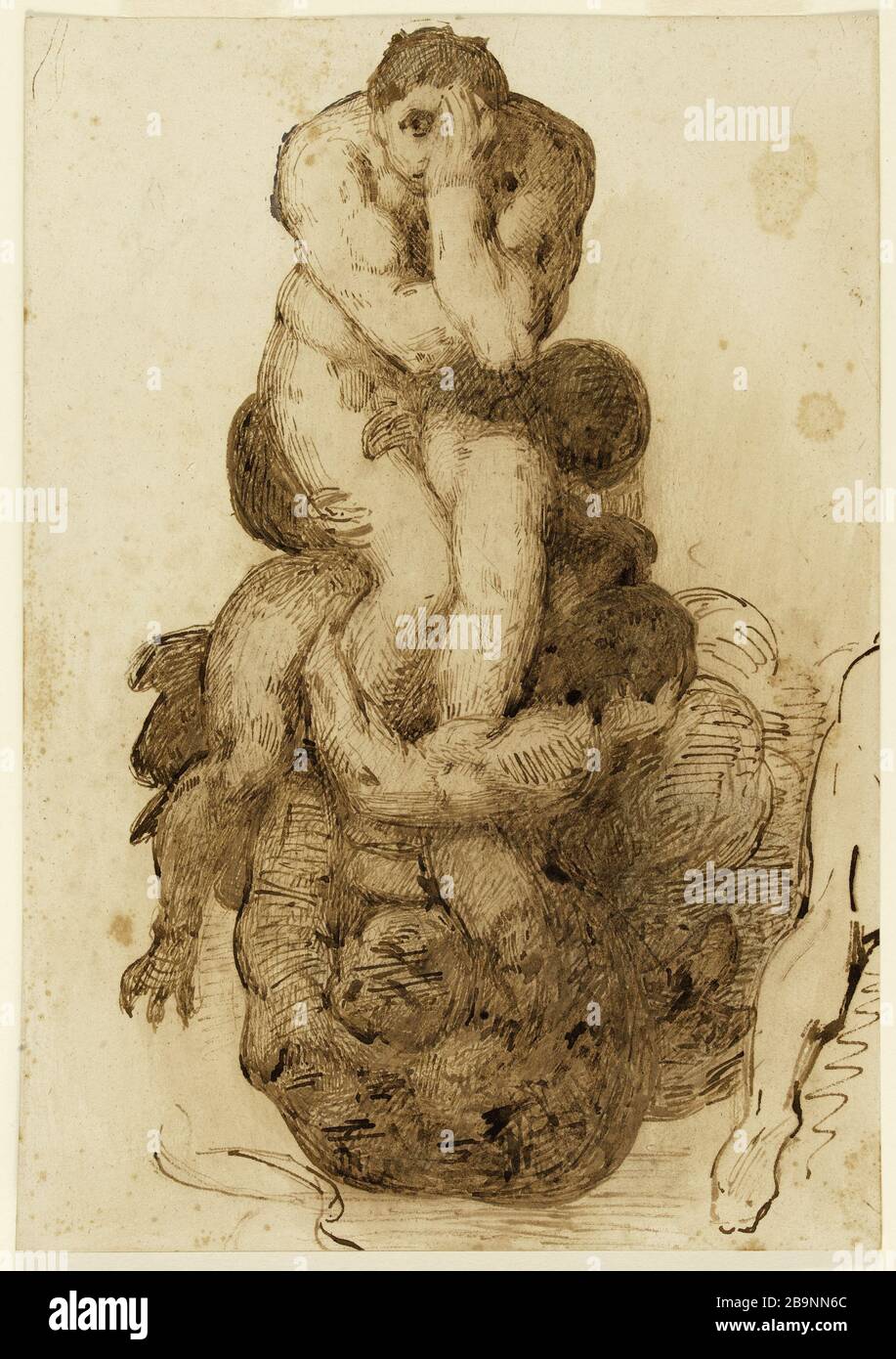 Fragment des Freskos Léon Bonnat (1833-1922). Fragment de fresque. Plume et encre brune sur Papier. Musée des Beaux-Arts de la Ville de Paris, Petit Palais. Stockfoto