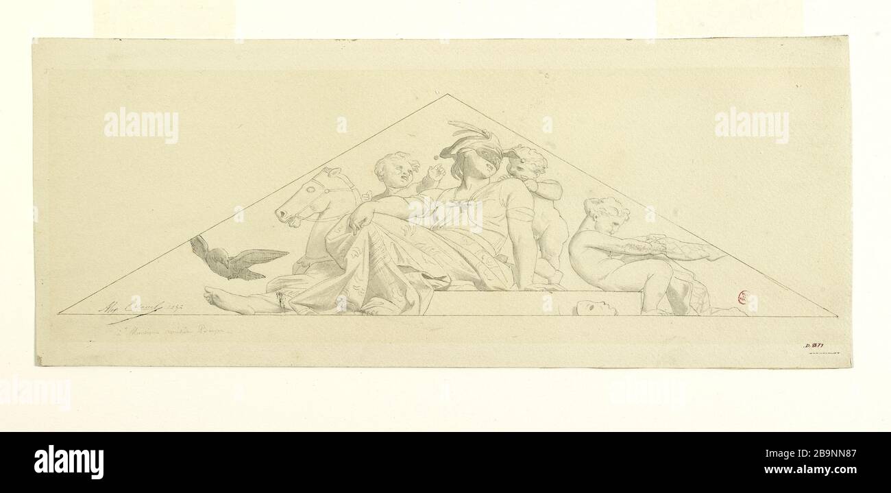 DEKOR-PEDIMENTS Alexandre Cabanel (1823-1889). "DÉCOR de fronton". Dessin. Musée des Beaux-Arts de la Ville de Paris, Petit Palais. Stockfoto