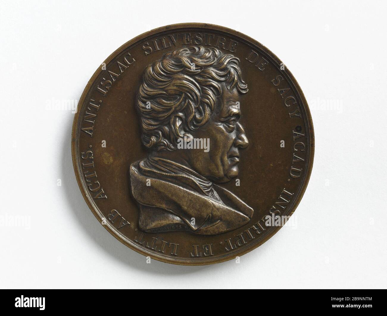 Der französische Sprachwissenschaftler und Orientalist Alexis-Joseph Depaulis (1790-1867), Anteine-Isaac Silvestre de Sacy Baron (1758-1838). Anteine-Isaac, Baron Silvestre de Sacy (1758-1838), linguiste et un orientaliste français. Bronze. Im Jahre 182. Paris, musée Carnavalet. Stockfoto