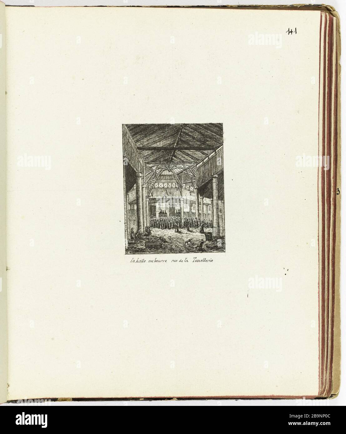 Sammlung von 102 Zeichnungen [Alt Paris] Halle Butter Straße Cooperage Henri Chapelle (1850-1925). "Le Vieux Paris". Recueil de 102 dessins. La Halle au beurre, rue de la Tonnellerie. Paris, musée Carnavalet. Stockfoto