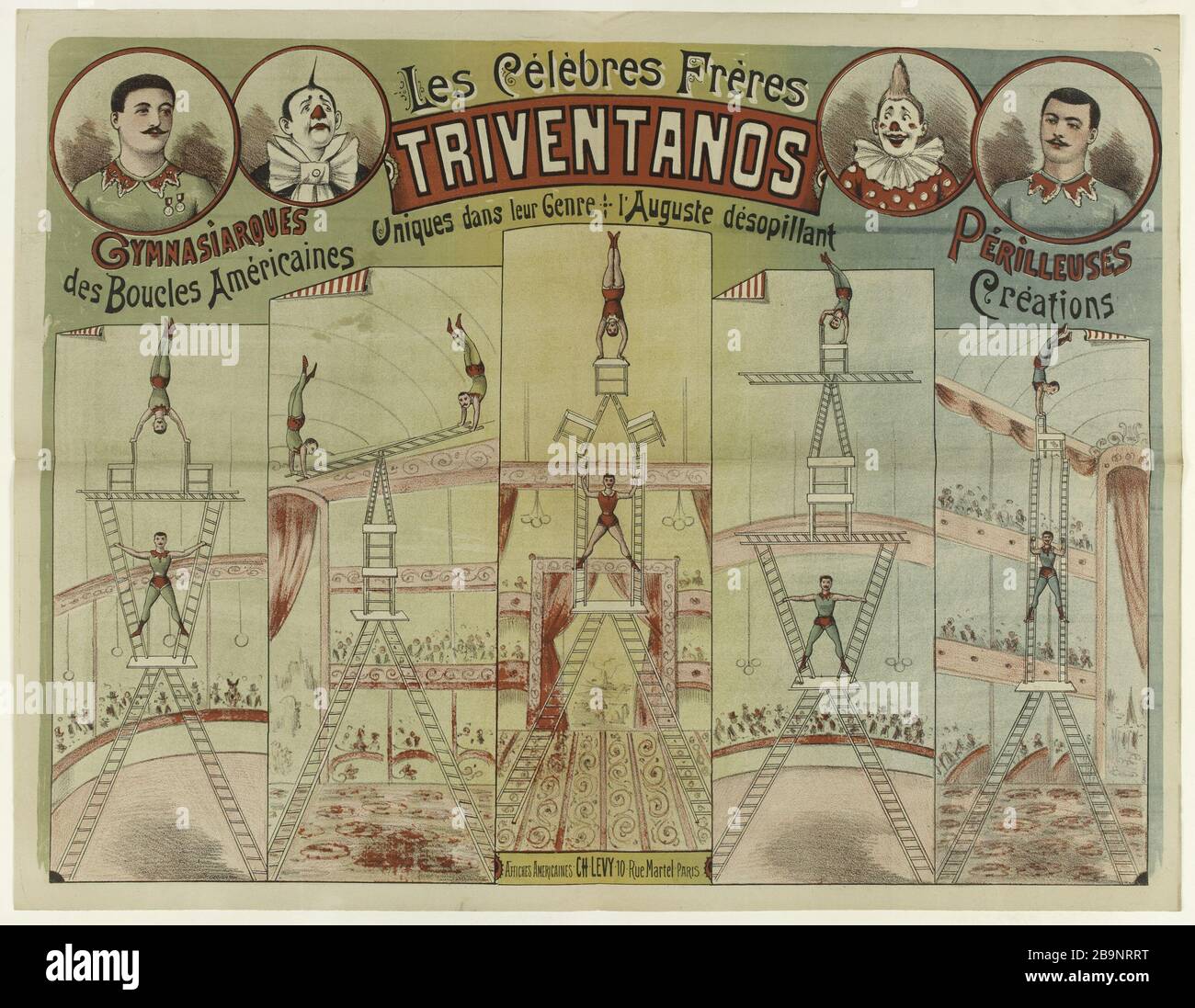 Berühmte Brüder Triventanos einzigartig in ihrem Genre, Augustus urkomisch Anonyme. "Les célèbres Frères Triventanos uniques dans leur Genre, l'Auguste désopilant". Lithographie, 1880-1900. Paris, musée Carnavalet. Stockfoto