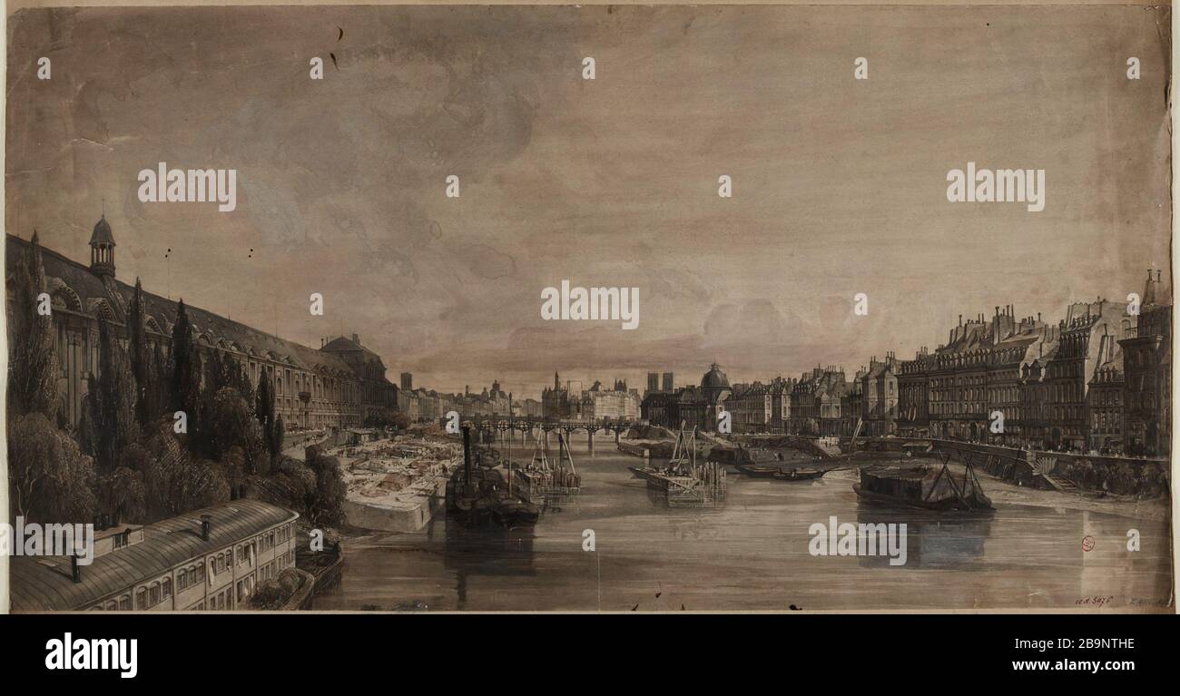Der Justizpalast und die Pont au ändern sich 1856 Stockfoto