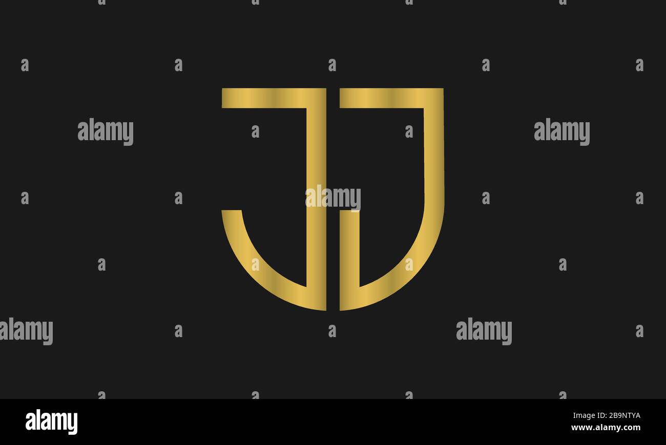 Buchstabe JJ Monogramm und Schild Zeichen Kombination. Logo-Design mit Line Art-Design. Symbolisiert Zuverlässigkeit, Sicherheit, Leistung, Sicherheit. Stock Vektor