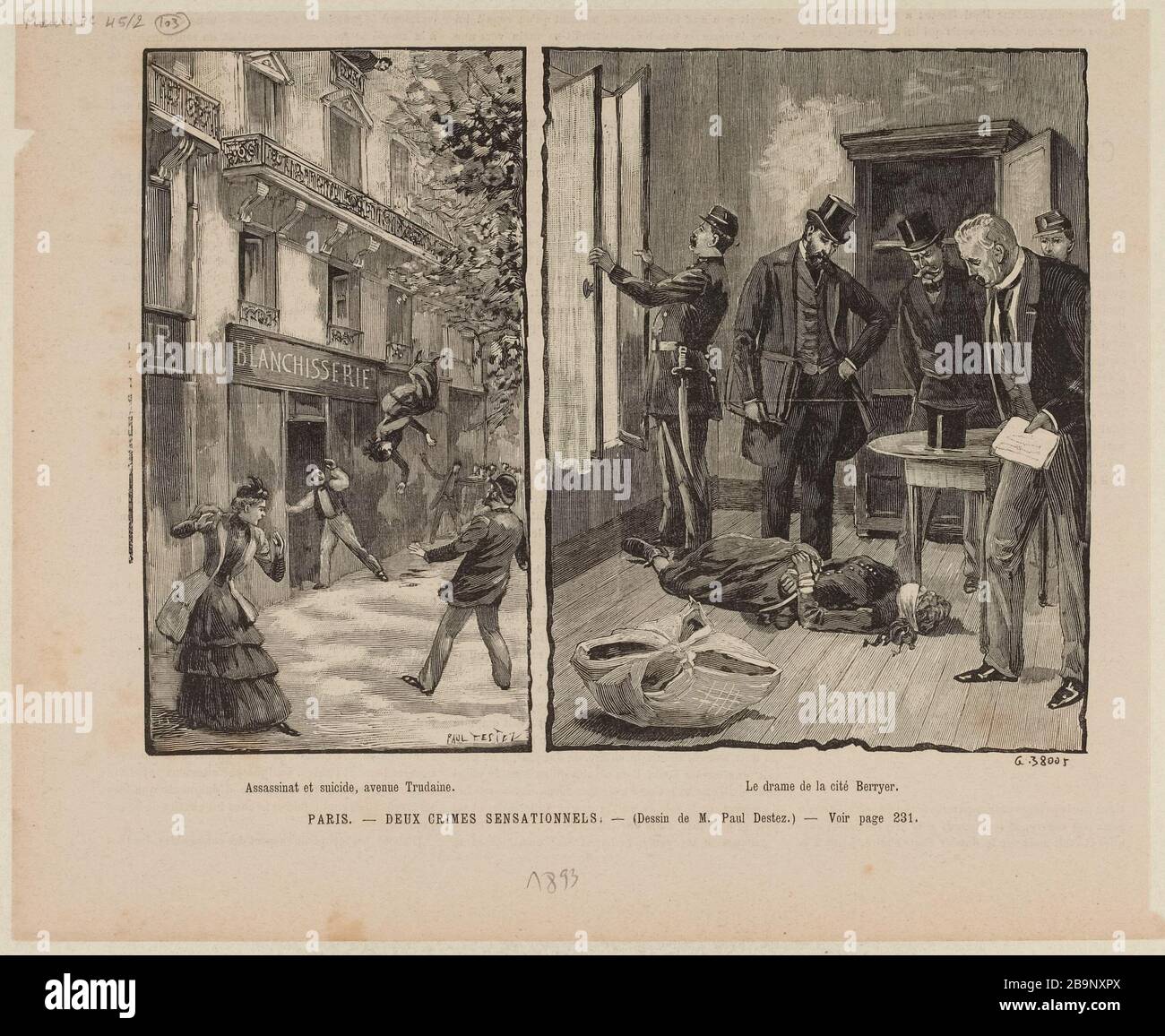 Paris zwei sensationelle Verbrechen. Stockfoto