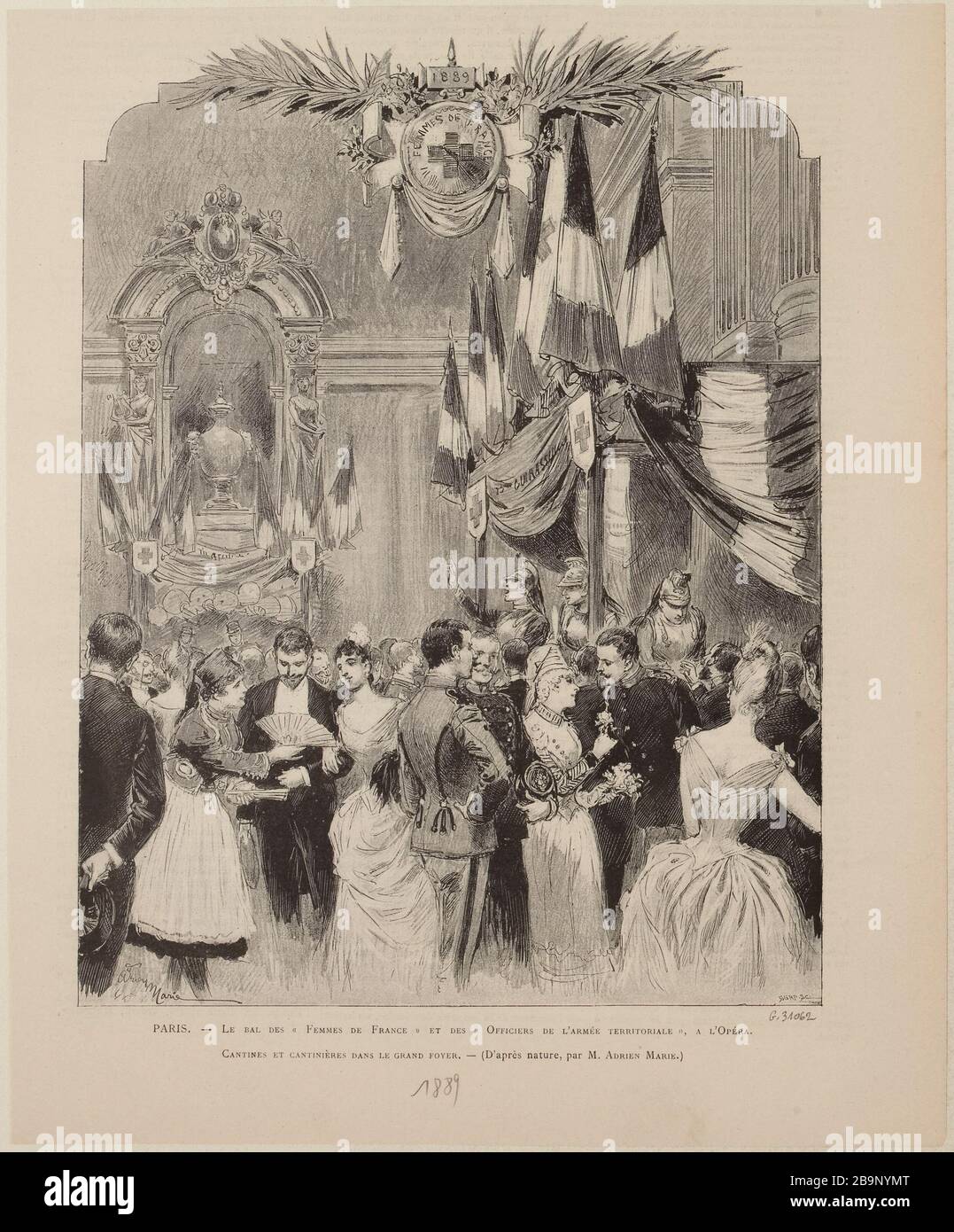 Die jungen Frauen Frankreichs und Offiziere der Territorialarmee an der Oper [...] Stockfoto