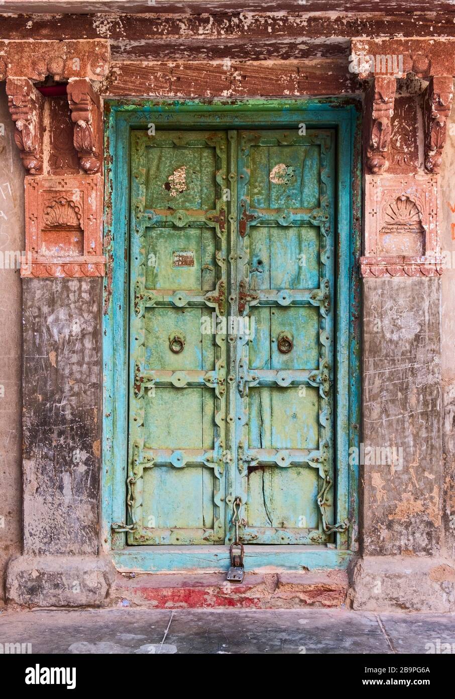 Bunte Tür Jodhpur Rajasthan Indien Stockfoto