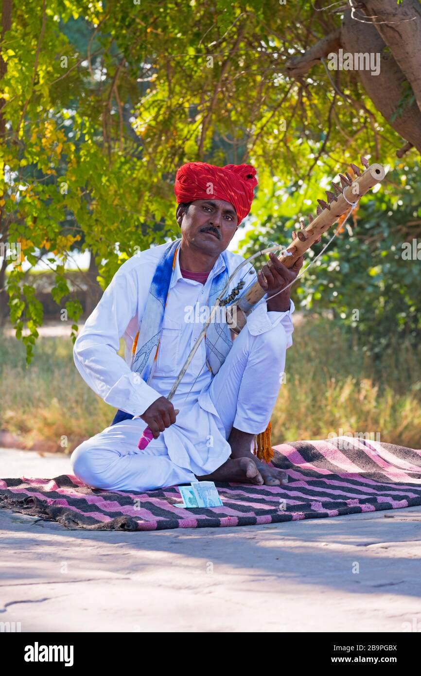 Musiker bei Jaswant Thada Jodhpur Rajasthan Indien Stockfoto