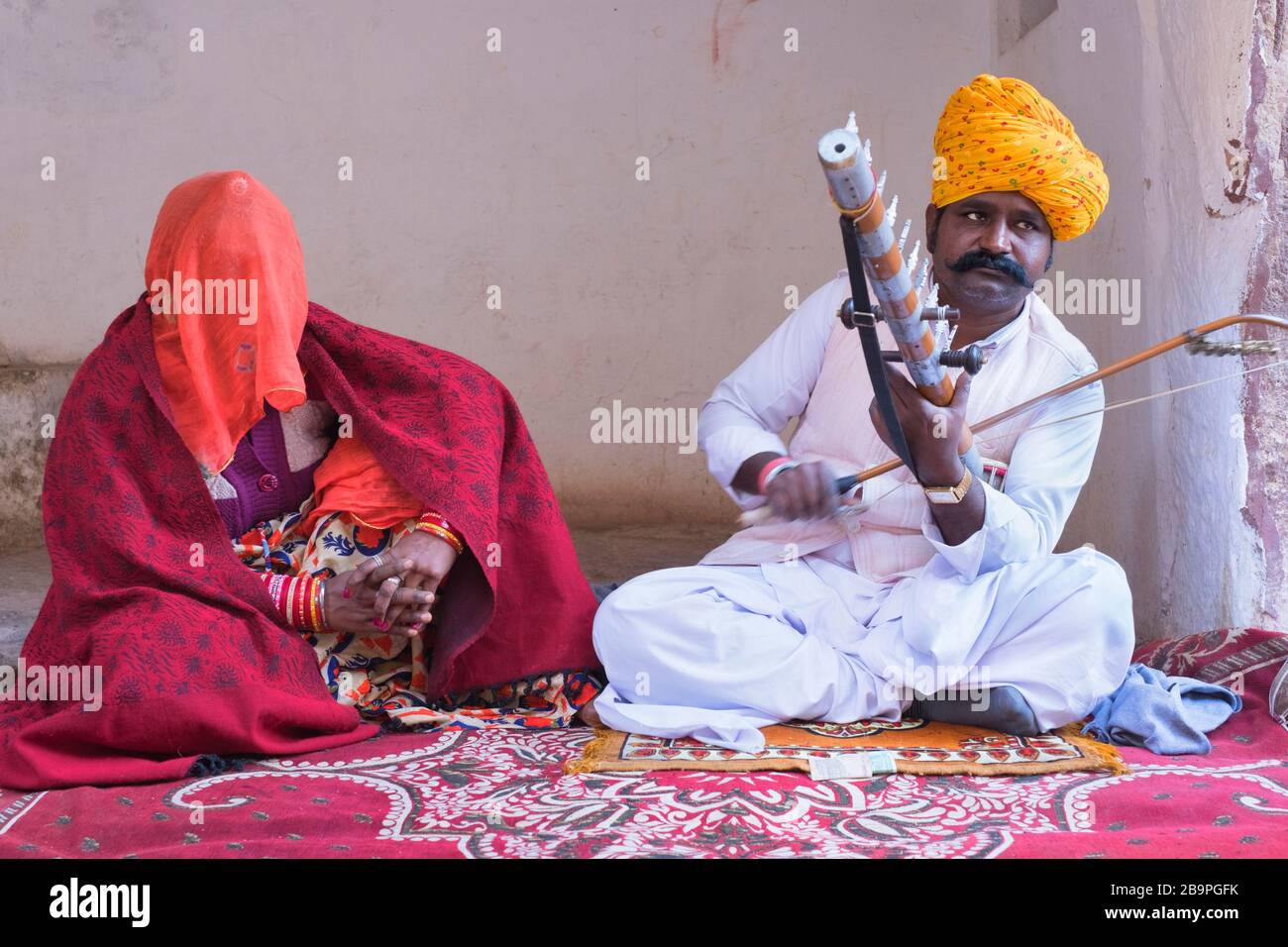 Musiker Mehrangarh Fort Jodhpur Rajasthan Indien Stockfoto