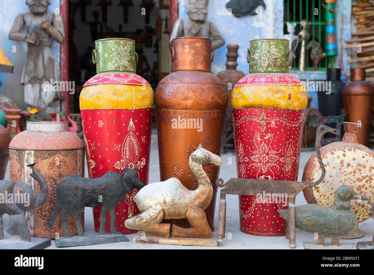 Traditionelles Kunsthandwerk Old City Makrana Mohalla Gegend Jodhpur Rajasthan Indien Stockfoto