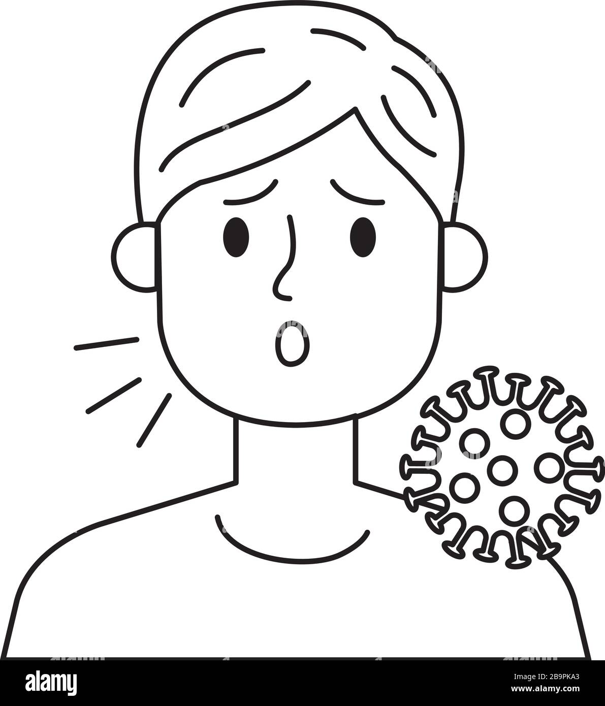 Mann krank von Kovid 19 isolierte Ikone Stock Vektor