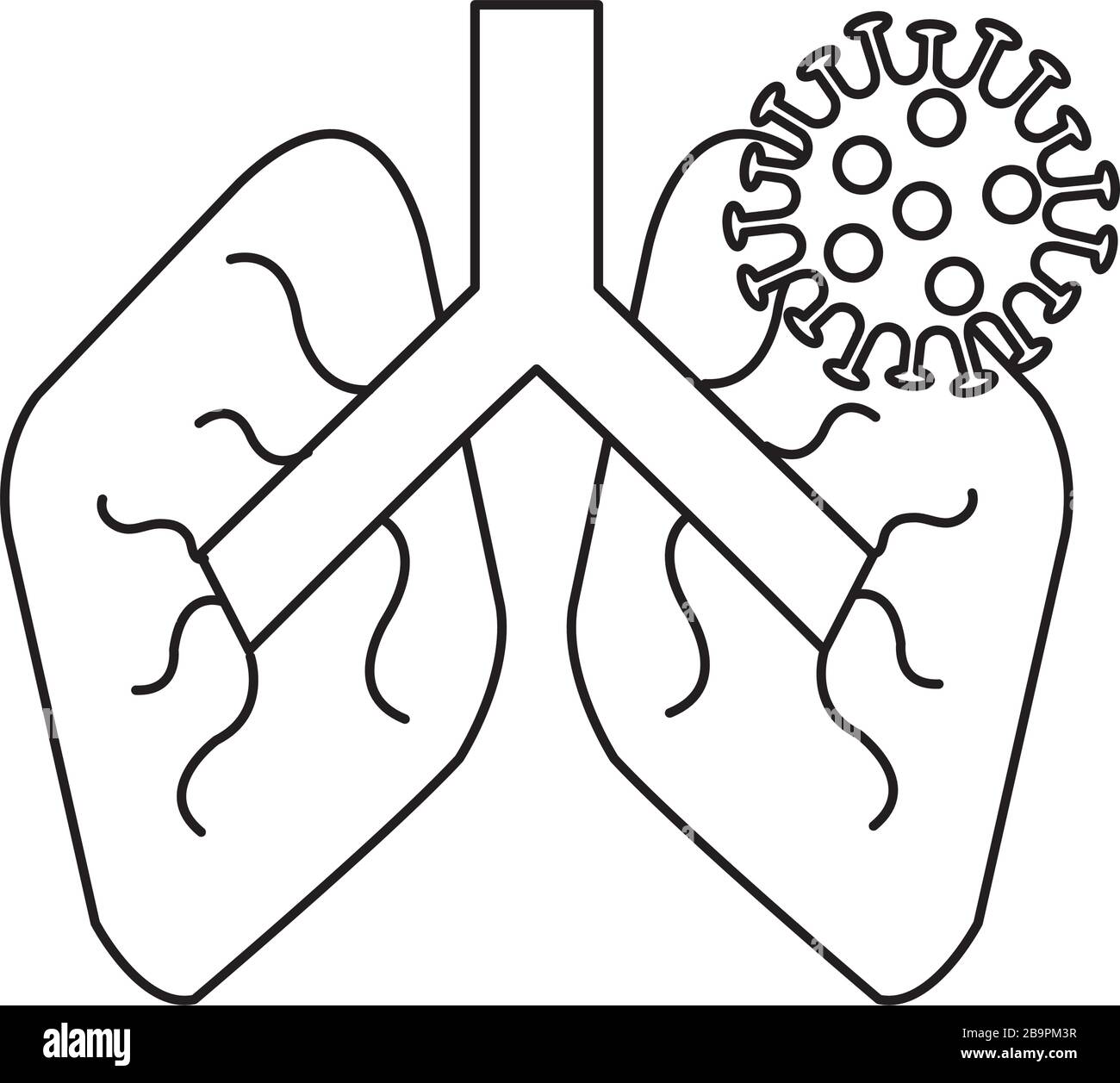 Lunge mit ovid 19 isoliertem Symbol Stock Vektor