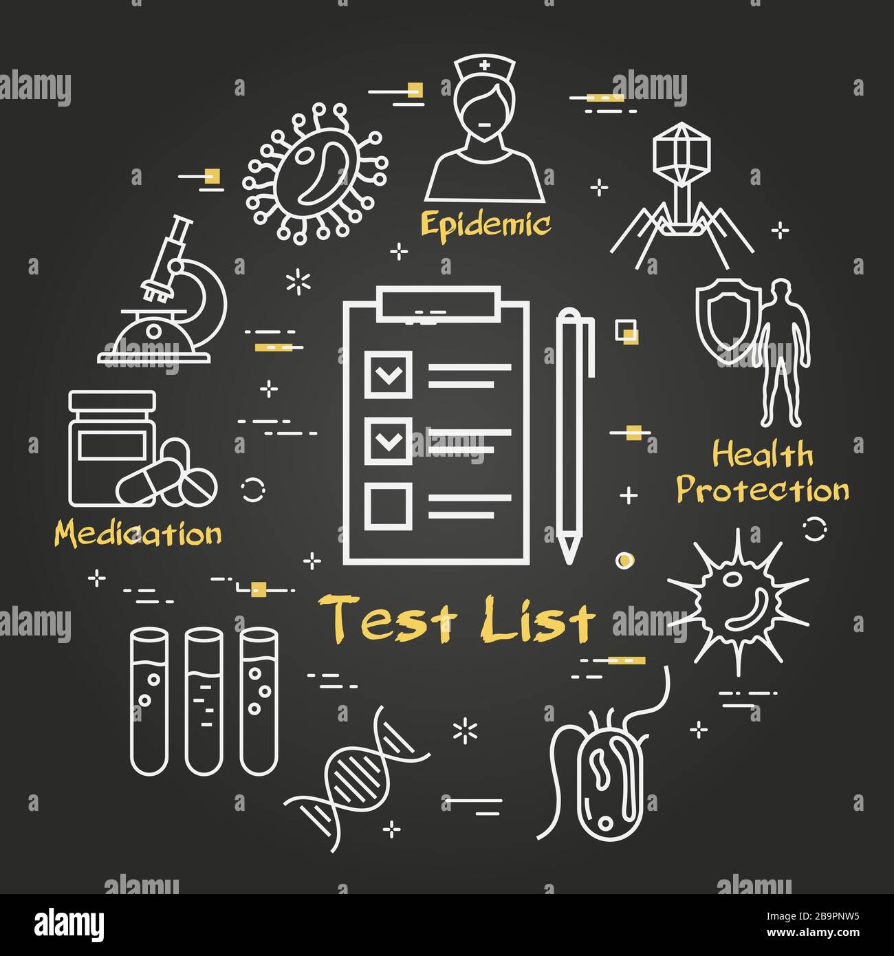 Vector Black Konzept der Testliste der Analyse Stock Vektor