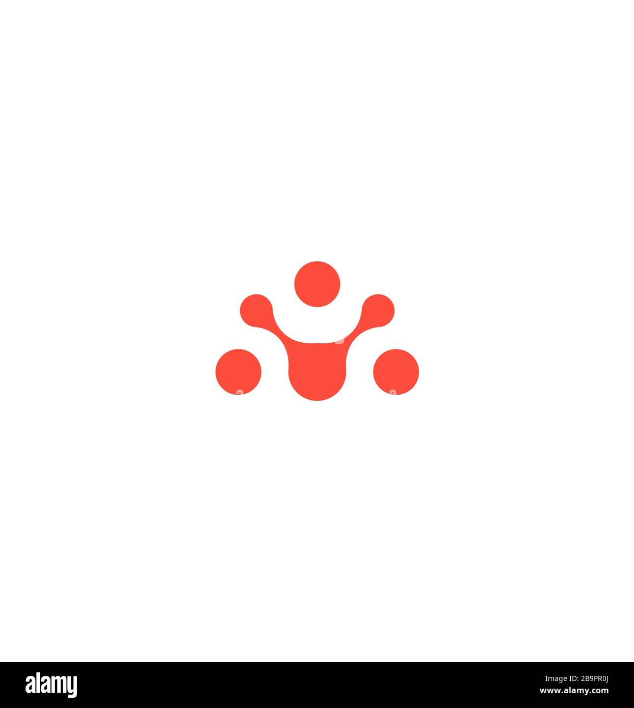 Abstraktes menschliches Symbol, orangefarbene Verbindungskreise. Minimale Logo-Vorlage, Teamwork-Emblem. Konzept Logotyp Design für Business, Technologie und Stock Vektor