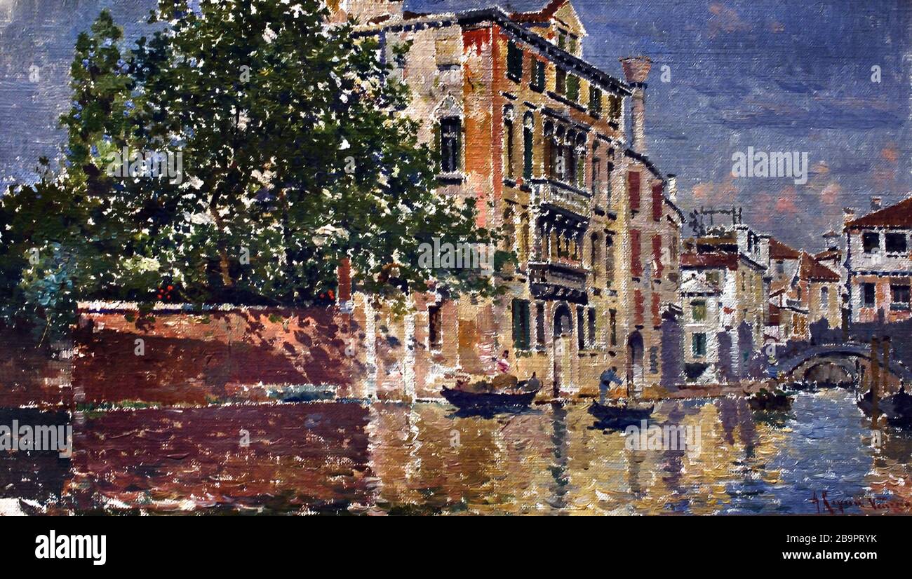 Venezianischer Kanal - View 1885-1887 von Reyna Manescau, Antonio María 1859 - 1937 Spanisches Spanien Stockfoto