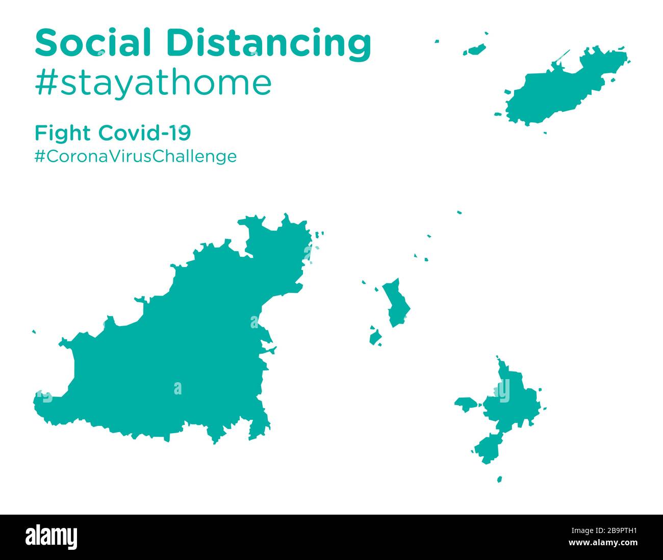 Guernsey Karte mit Social Distancing #stayathome Tag Stock Vektor