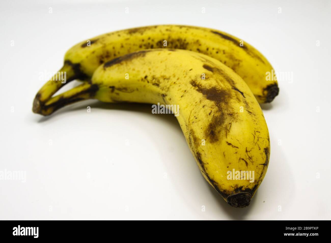 Leicht überreife Bananen. Sie sind noch für den Verbrauch geeignet. Ein Beispiel für Lebensmittel, die nicht verschwendet werden, die im Laden entsorgt würden Stockfoto