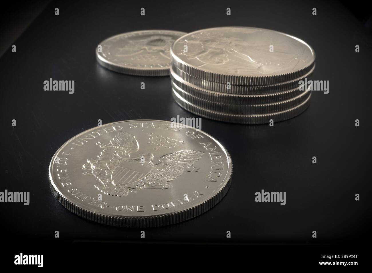American Silver Eagle Dollars: Eine Unze reines Silber Stockfoto