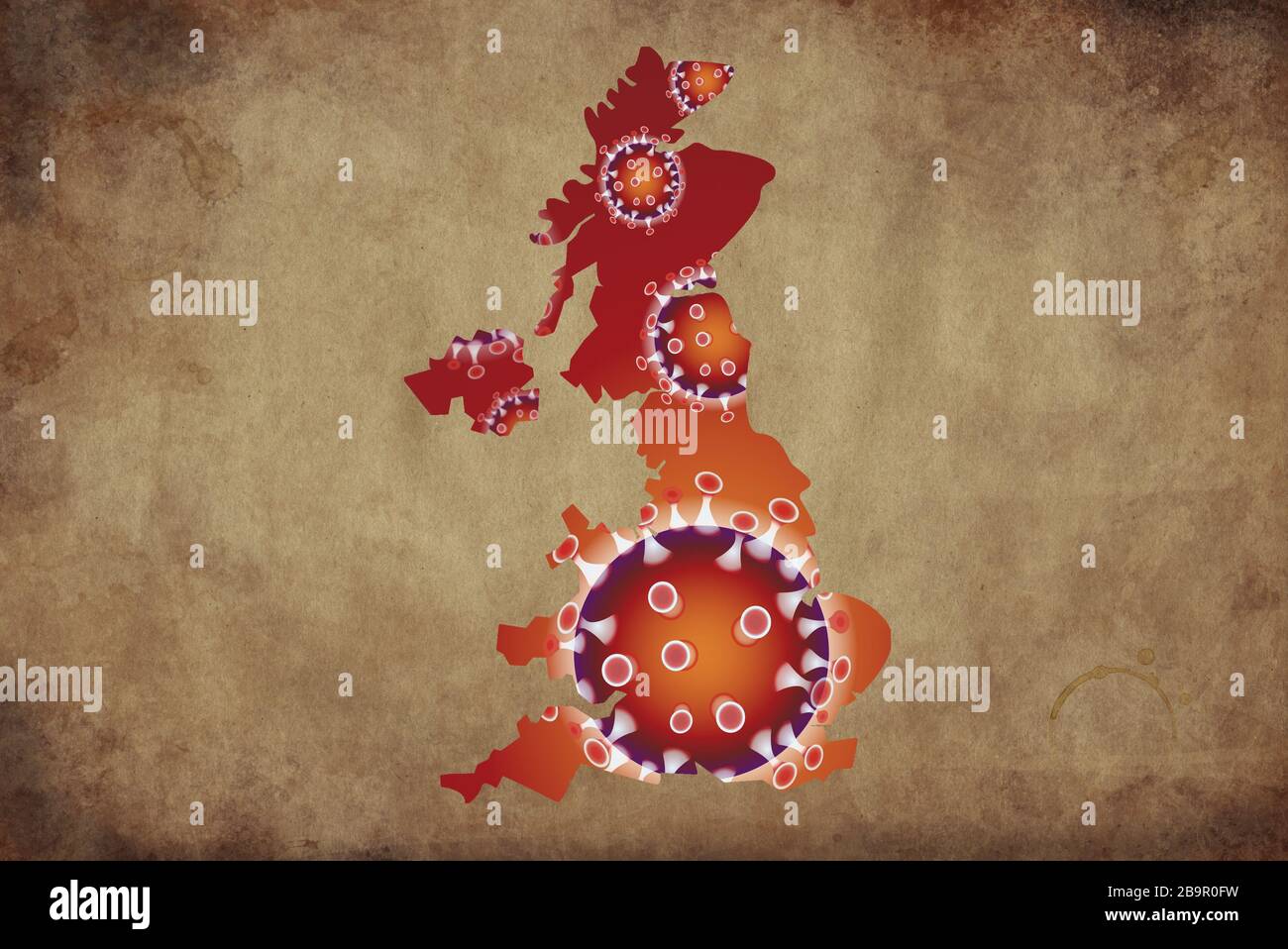 Coronavirus MAP Großbritannien, Großbritannien, pandemische, epidemische Virus-Kovid-19-Krankheit Stockfoto