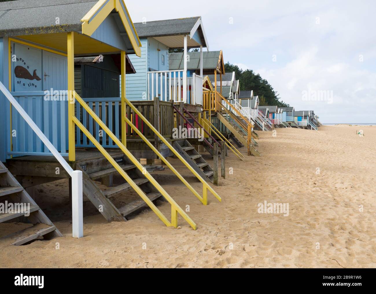 Strandhütten, Wells-next-the-Sea, Norfolk, Großbritannien Stockfoto