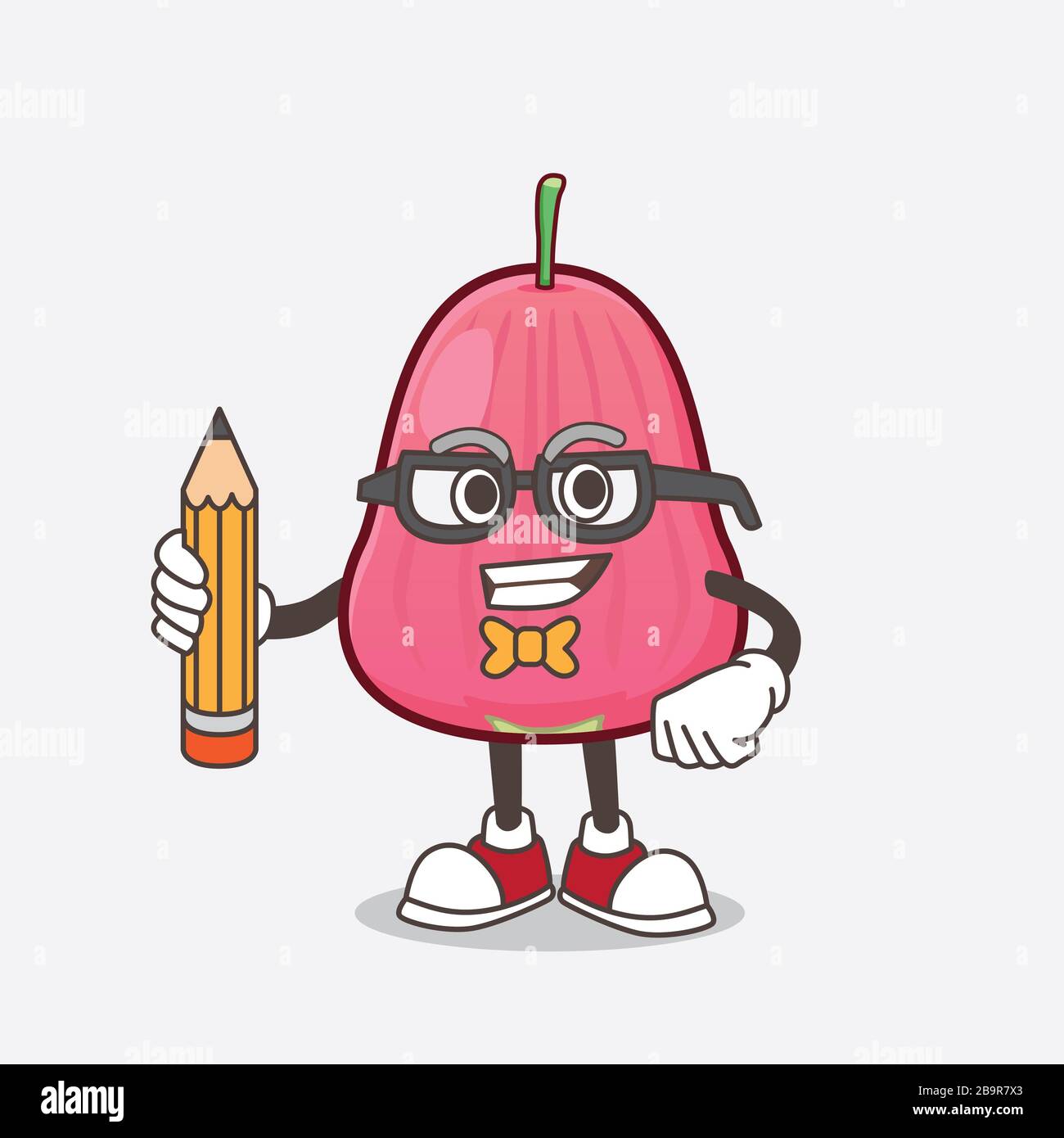 Ein Bild der Java-Apple-Zeichentrick-Maskottchen-Figur mit Bleistift Stockfoto