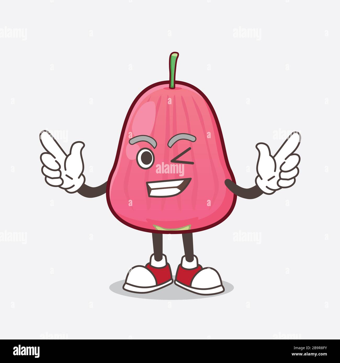 Ein Bild von Java Apple Cartoon-Maskottchen-Charakter mit Winking Eye Stockfoto