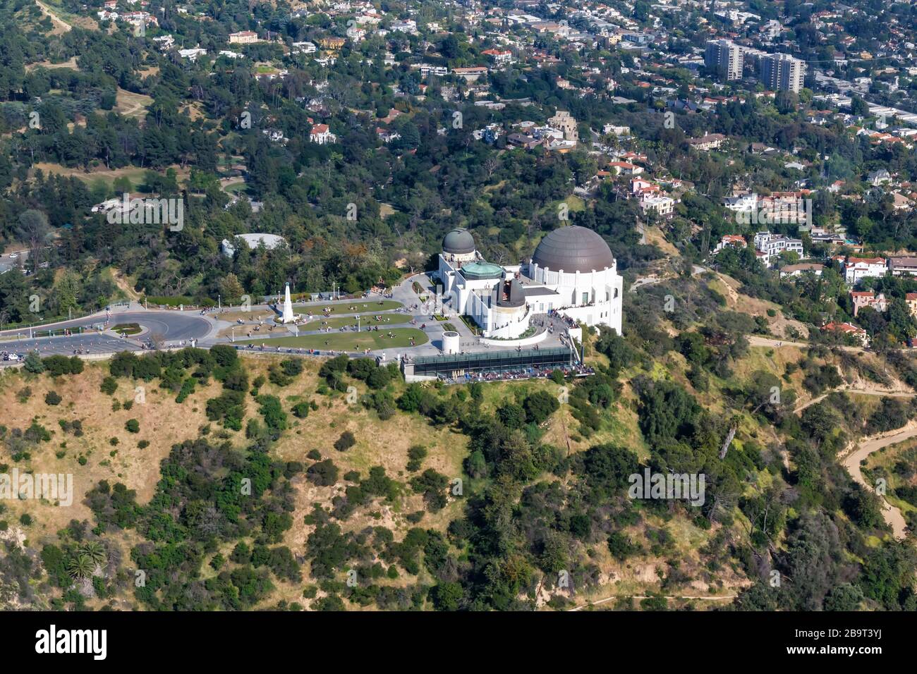 Griffith Observatory Los Angeles City Gebäude Luftbild Stockfoto