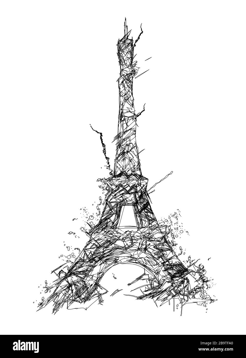 Darstellung des eiffelturms in Paris - Vektorgrafiken (ideal für den Druck auf Stoff oder Papier, Plakat oder Tapete, Hausdekoration) Stock Vektor