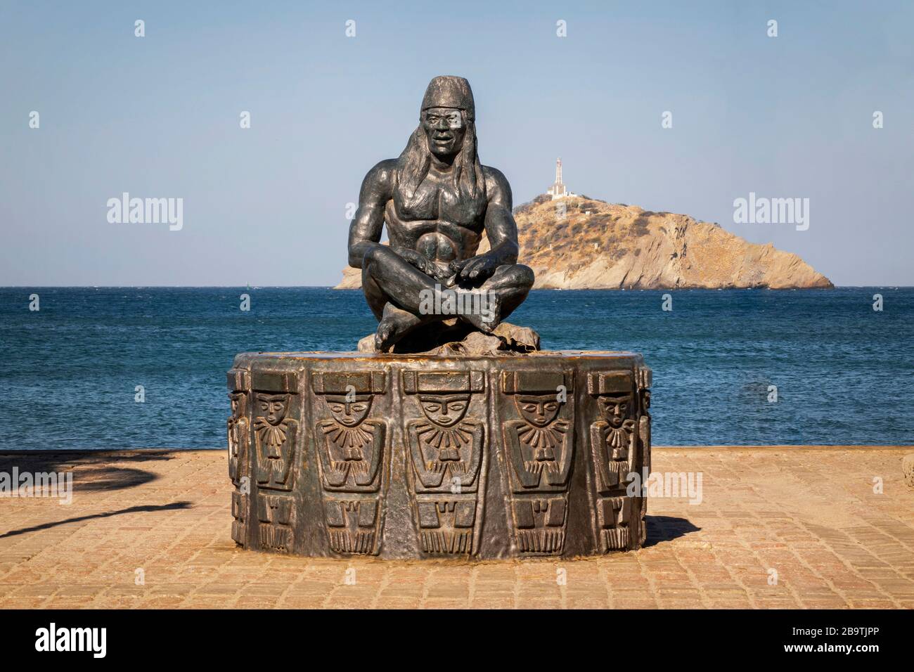 Santa-Marta-Kolumbien, 29. Februar 2020: Statue eines Tayrona-Mannes in Santa Marta Magdalena Kolumbien Stockfoto