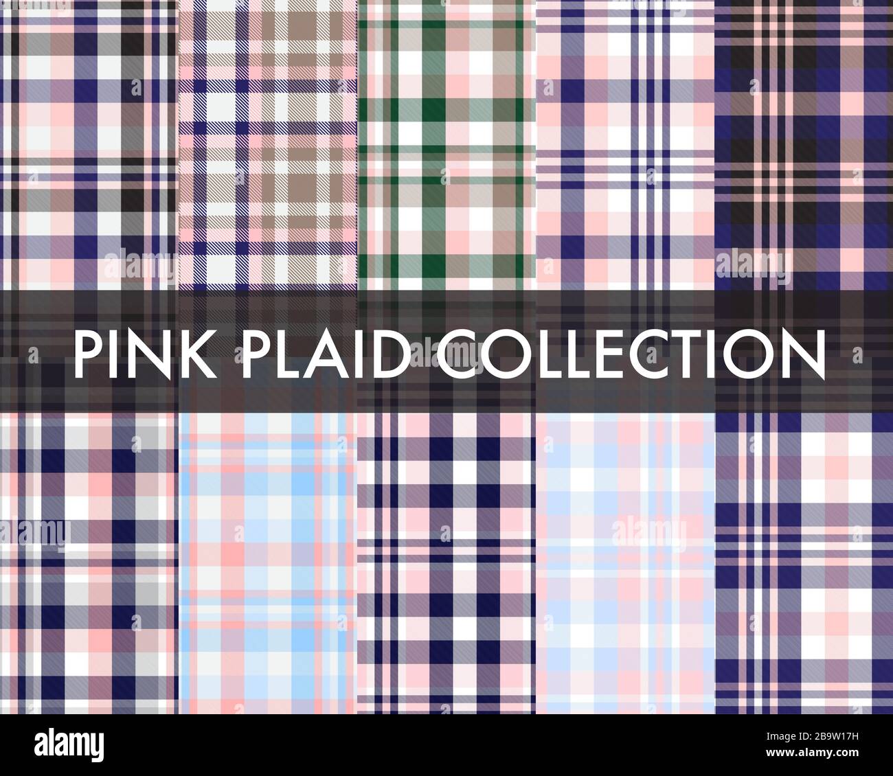 Pink Plaid, kariert, Tartan nahtlose Mustersammlung, geeignet für Modetextilien und Grafiken Stock Vektor