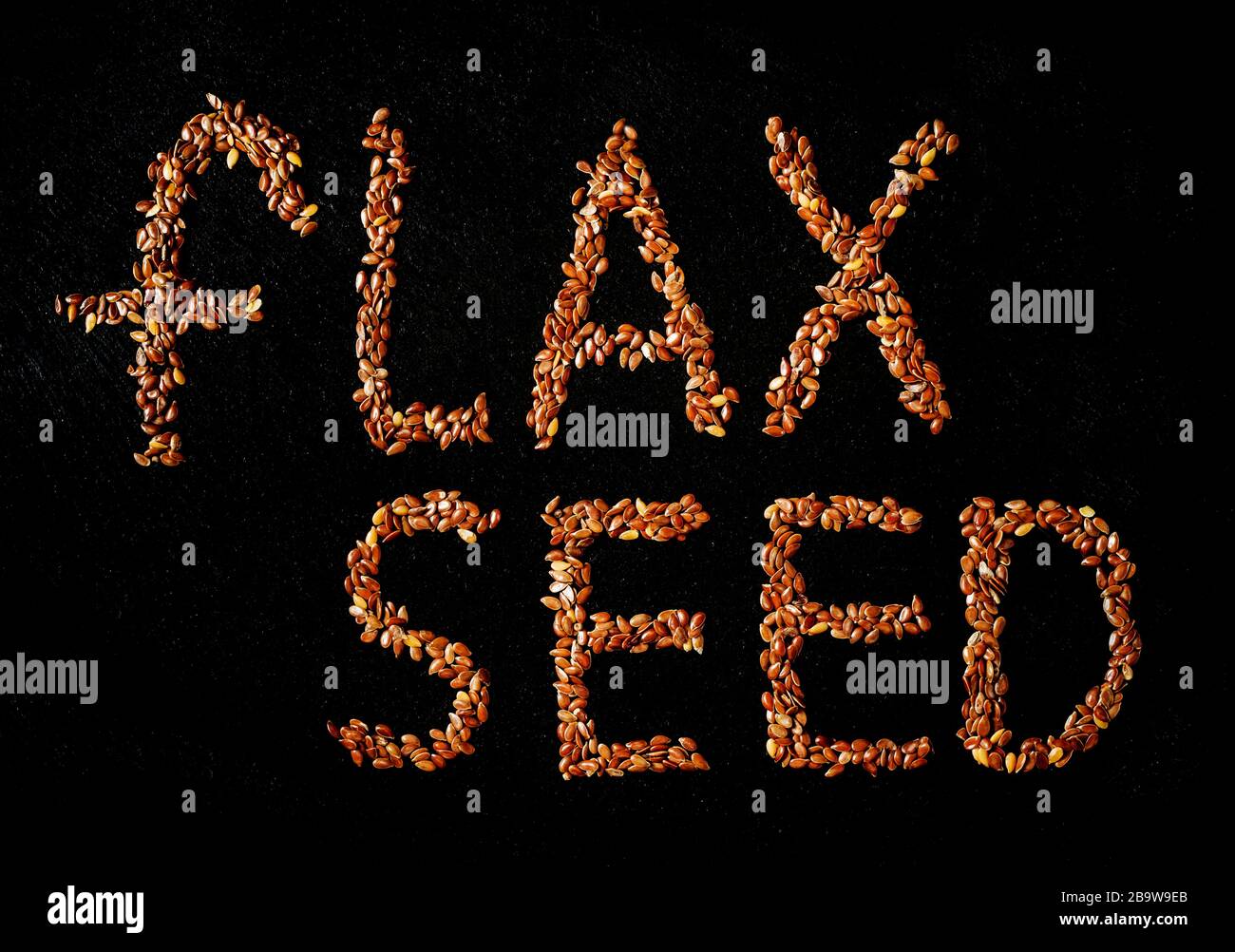 Flachs sediert Text auf schwarzem Hintergrund Stockfoto