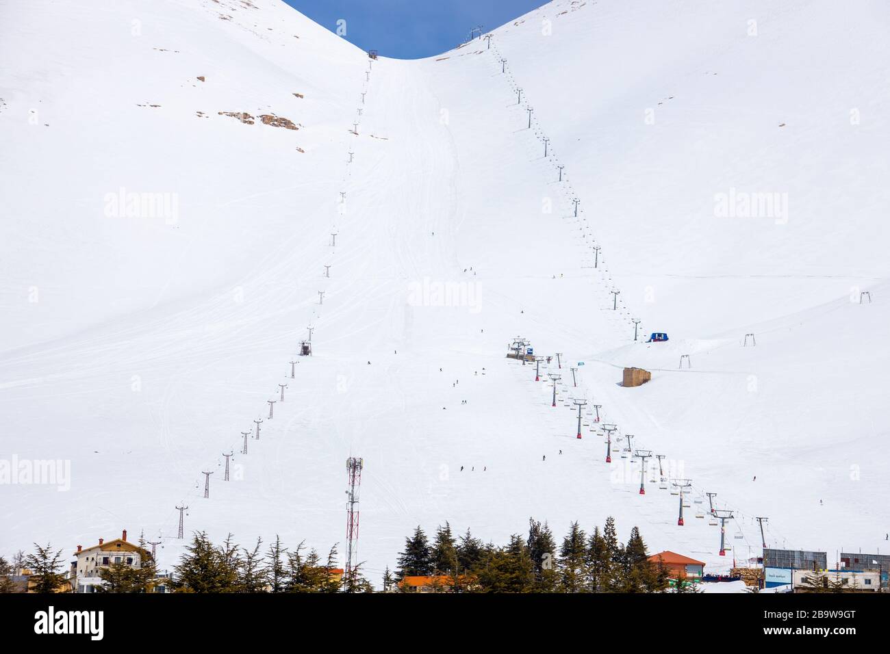 Cedar Ski Pisten, Charre, Libanon Stockfoto