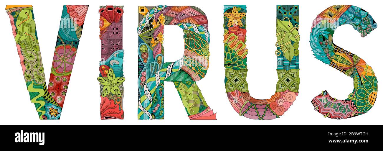 WORD-VIRUS. Vektorobjekt Zentangle zur Dekoration Stock Vektor