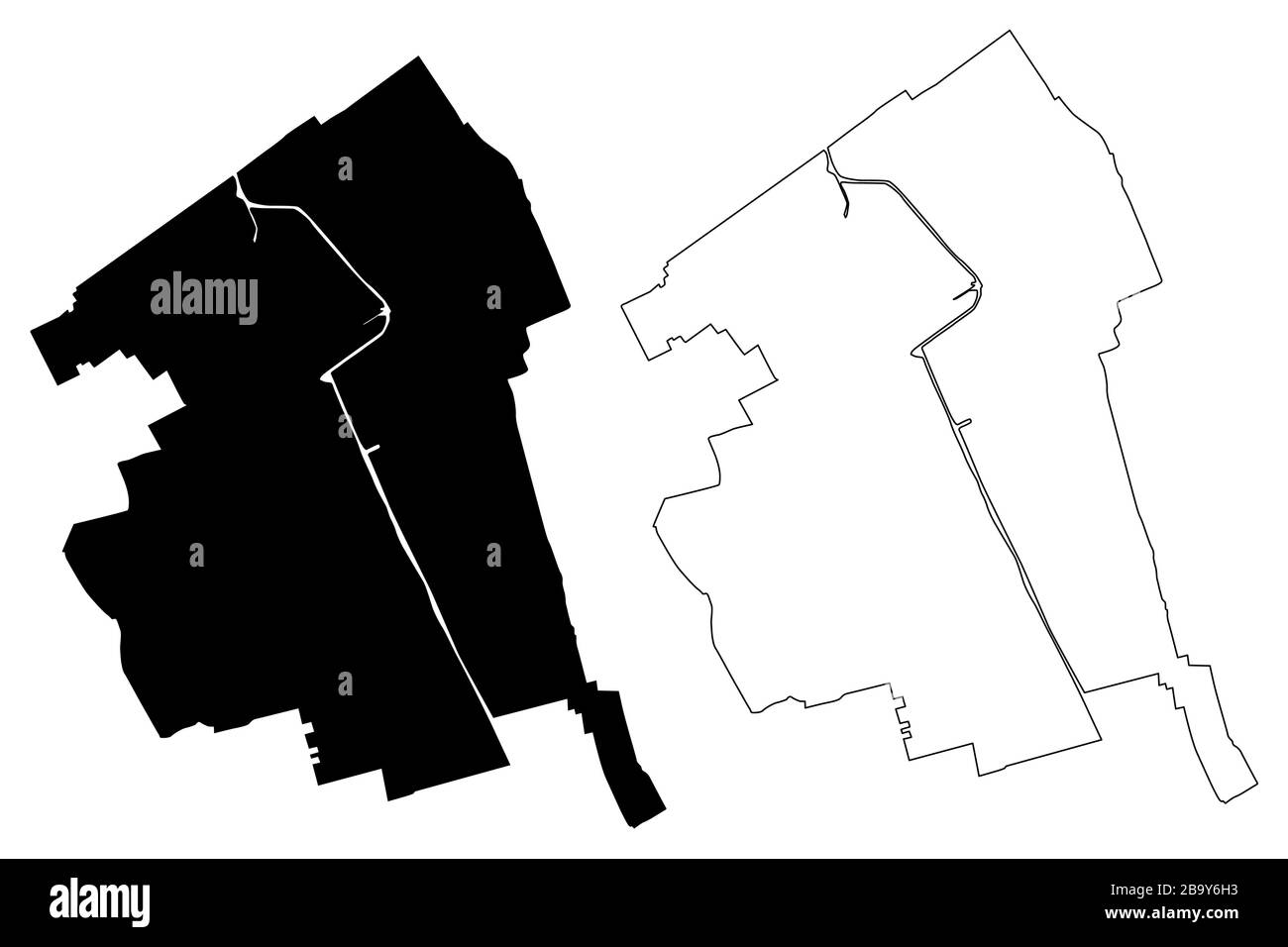 Delft City (Königreich der Niederlande, Südholland) Karte Vektor-Illustration, Scribble Sketch City of Delft Karte Stock Vektor