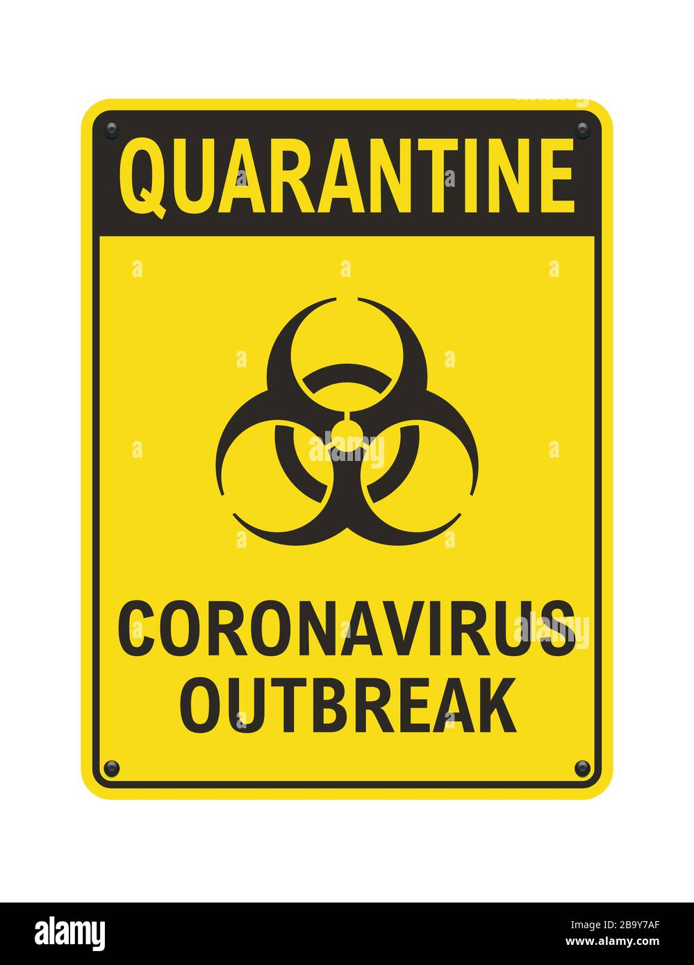 Vektordarstellung des gelben Vorzeichens für den Ausbruch des Quarantäne-Coronavirus Stock Vektor