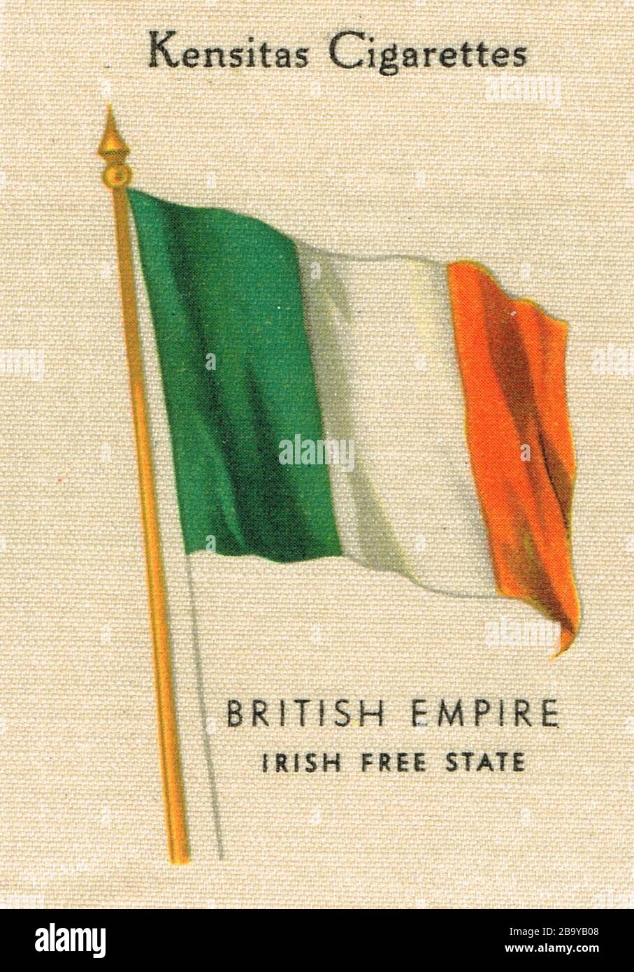 Kensitas Zigarettenseidenfahne, die den irischen Freistaat als Teil des britischen Empires zeigt (ca. 1933) Stockfoto
