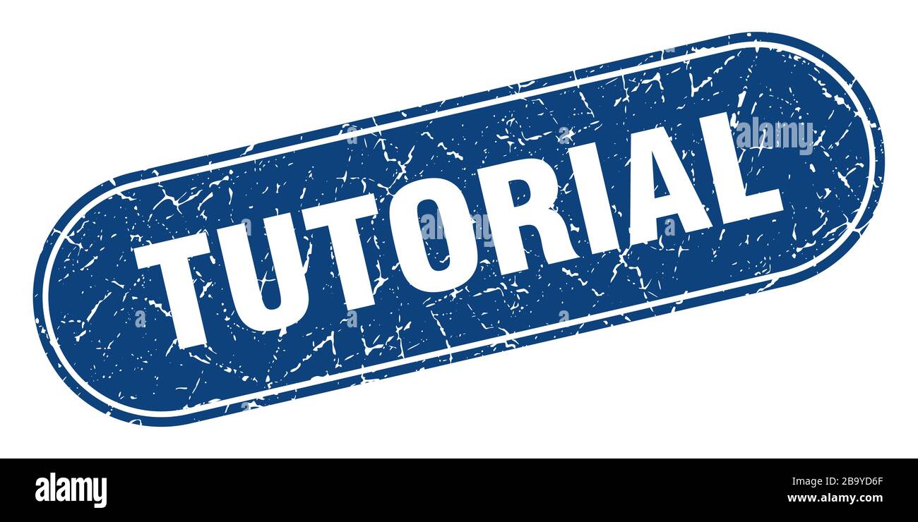 Tutorial-Zeichen. Tutorial grunge blauer Stempel. Etikett Stock Vektor