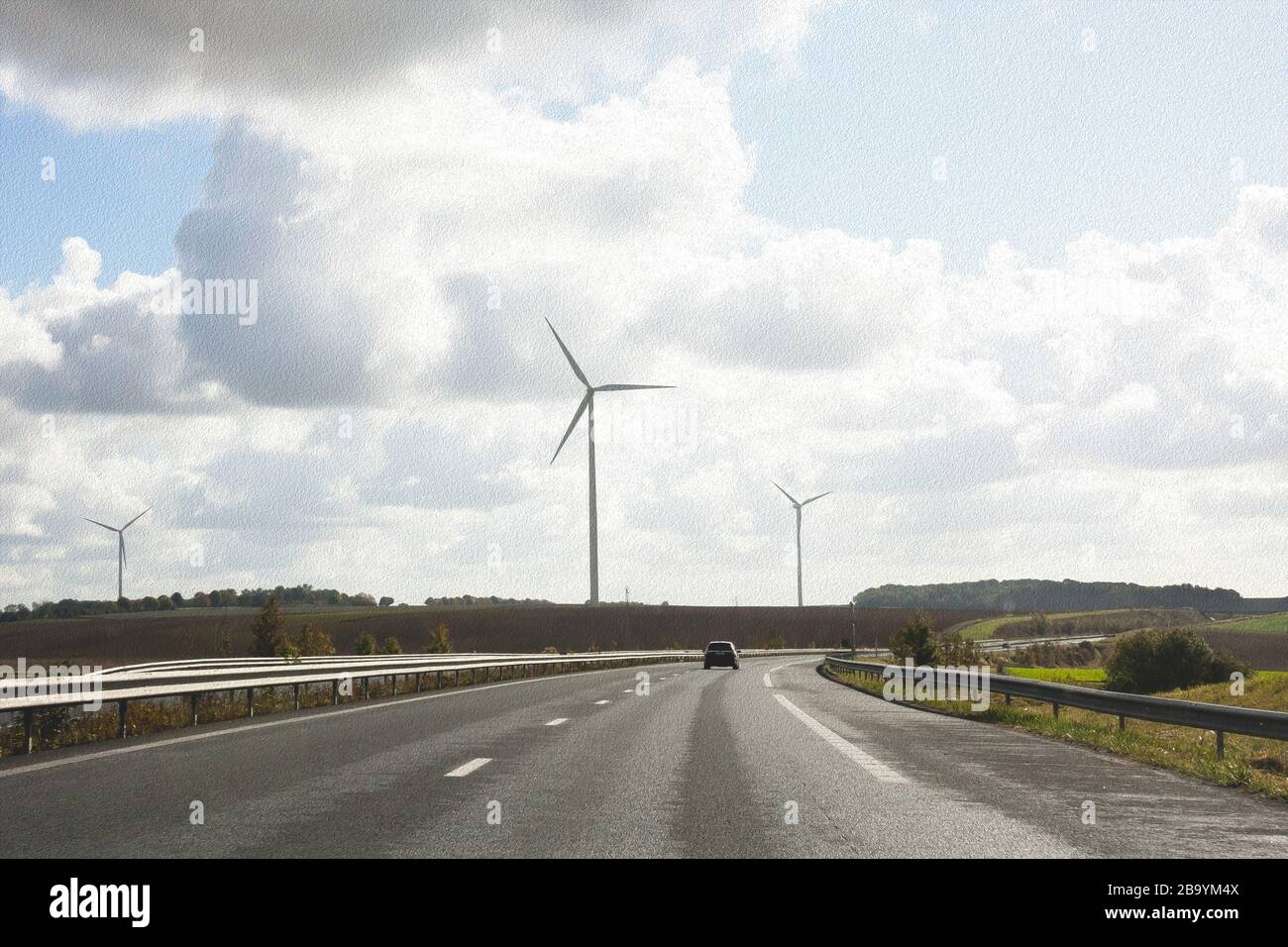 Ölfarbe der französischen Autobahn, Europa Stockfoto