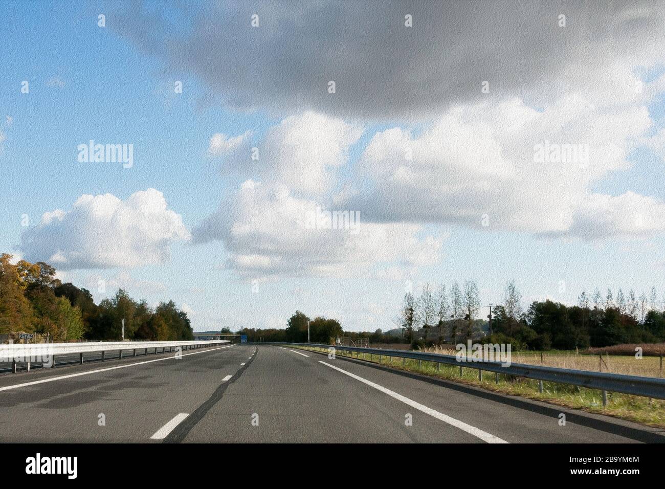 Ölfarbe der französischen Autobahn, Europa Stockfoto