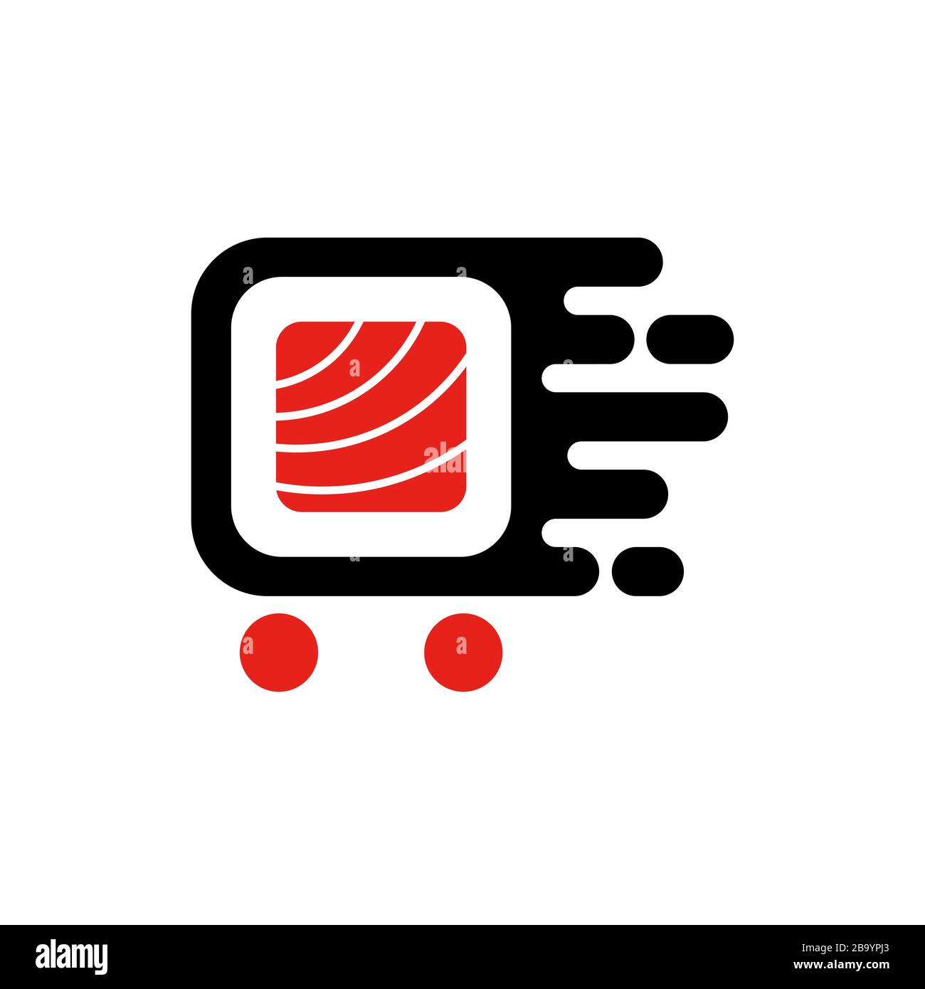 Logo für Sushi Delivery Service. Schnelle Lieferkonzeptionell. Vektorgrafiken. EPS 10 Stock Vektor