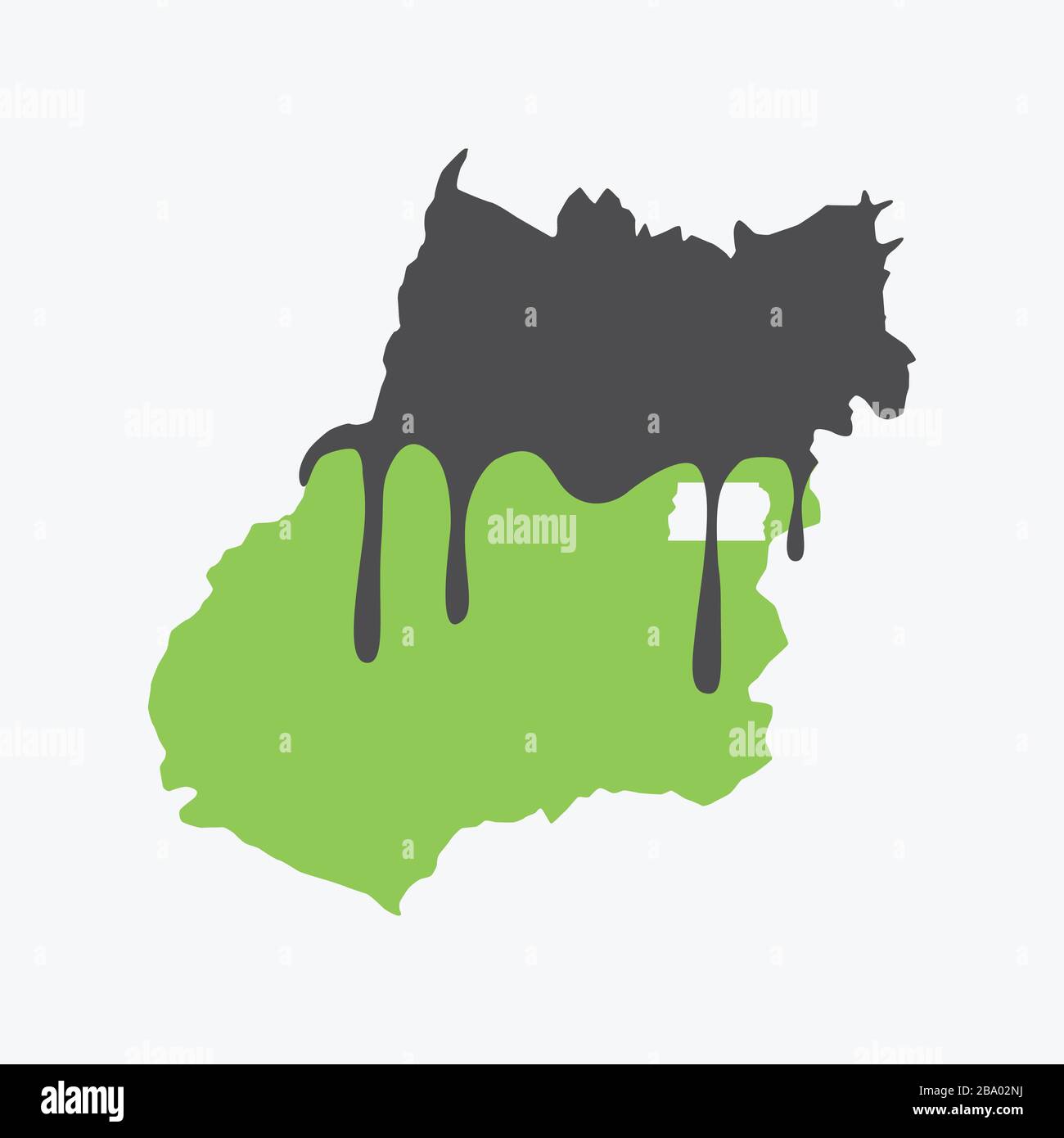 Karte von Goias mit Öl bedeckt. Ölverschmutzung im brasilianischen Bundesstaat. Konzeptionell. Stock Vektor