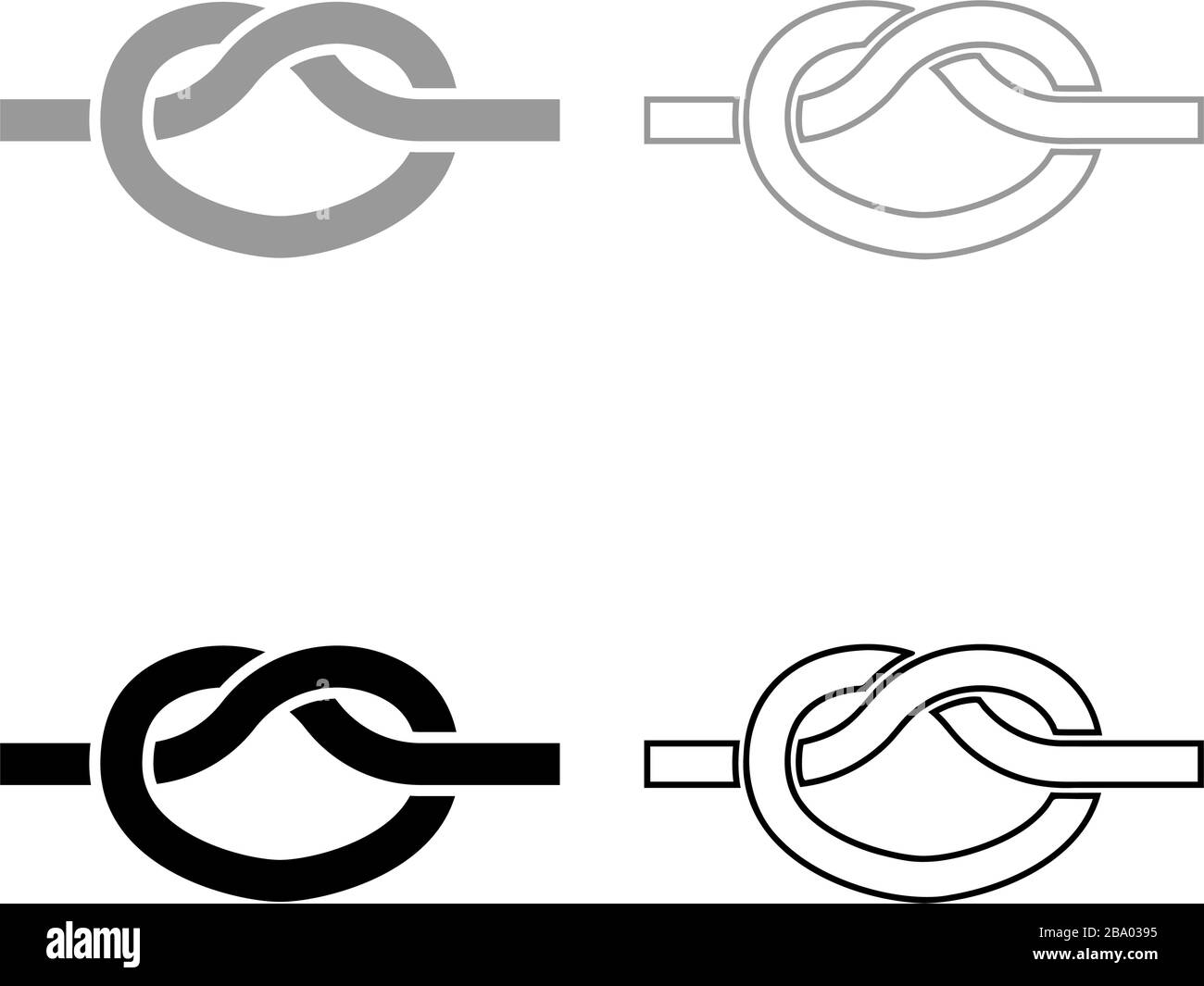 Knotenschnur geknüpfte Knotenschnur Konzept Elle Icon Outline Set Schwarz Grau Farbe Vektor Illustration flacher Stil einfaches Bild Stock Vektor