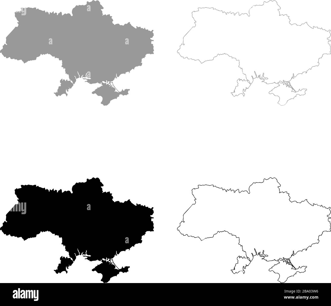 Karte Ukraine Icon Outline Set Schwarz Grau Farbe Vektor Illustration Flat-Style einfaches Bild Stock Vektor