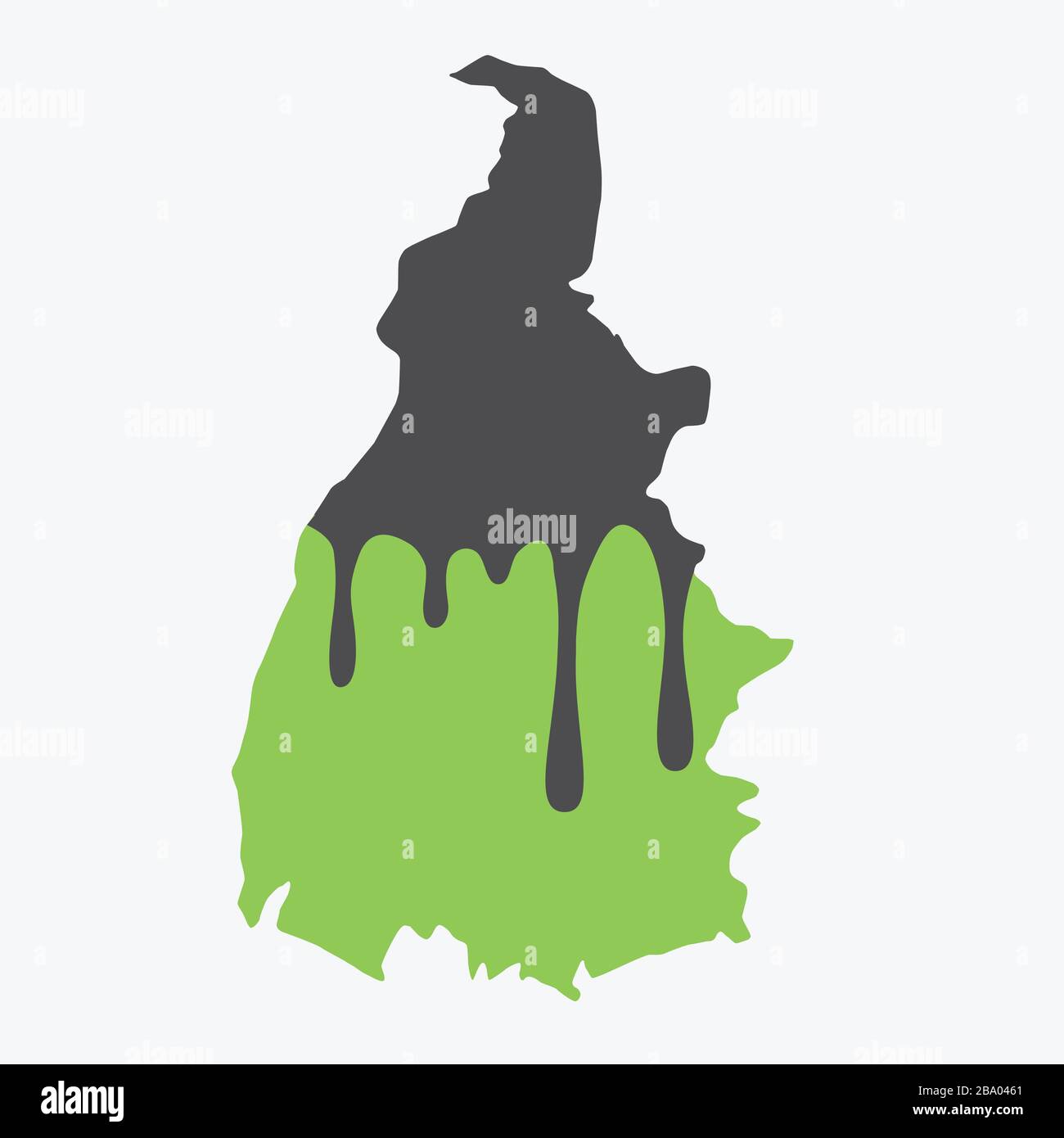 Karte von Tocantins mit Öl bedeckt. Ölverschmutzung im brasilianischen Bundesstaat. Konzeptionell. Stock Vektor