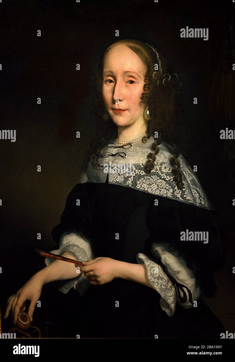 Porträt einer Dame 1667 Nicolaes Maes 1634-1693 Niederländisch die Niederlande. Stockfoto