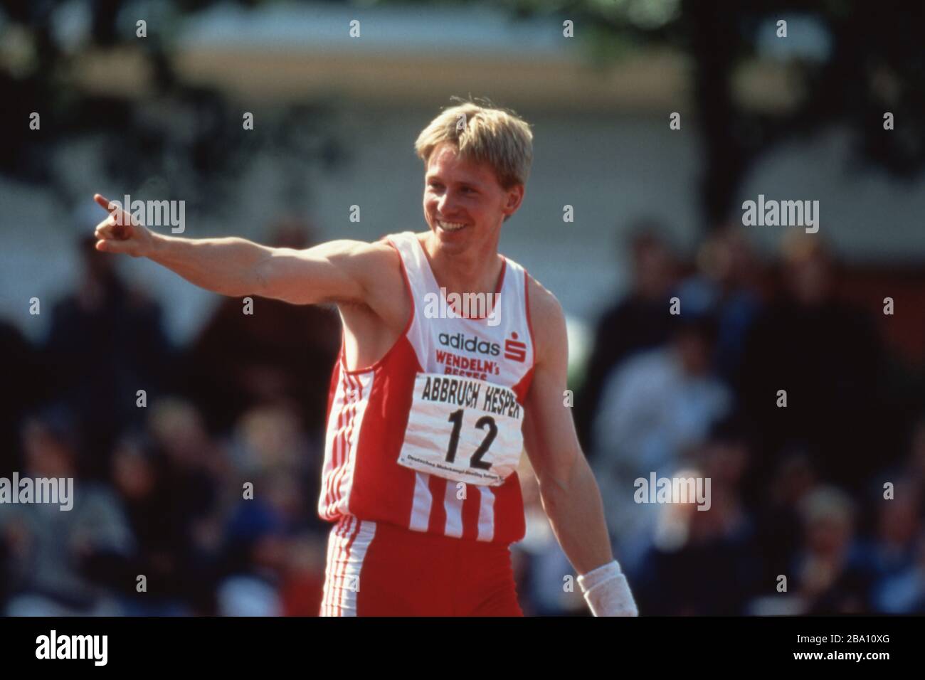 Athen, Griechenland. März 2020. firo: 1997, Leichtathletik-Weltmeisterschaften, in Griechenland Sport, Weltcup, Weltmeisterschaften, Leichtathletik-Weltmeisterschaften, Leichtathletik-Weltmeisterschaften, Leichtathletik-Weltmeisterschaften, in Athen, 1997, Archivbilder Leichtathletik, Zehnkampf, Zehnkämpfer, Männer, Frank Busemann, Deutschland, gewinnt Bronze, Halbfigur, Gestennutzung weltweite Gutschrift: Dpa/Alamy Live News Stockfoto