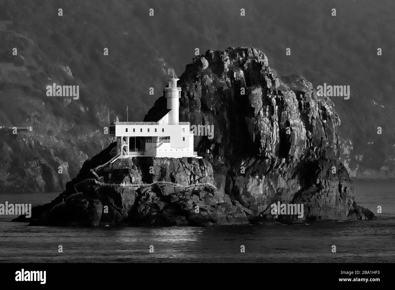 Oryukdo Lighthouse, Busan Port, Südkorea Stockfoto
